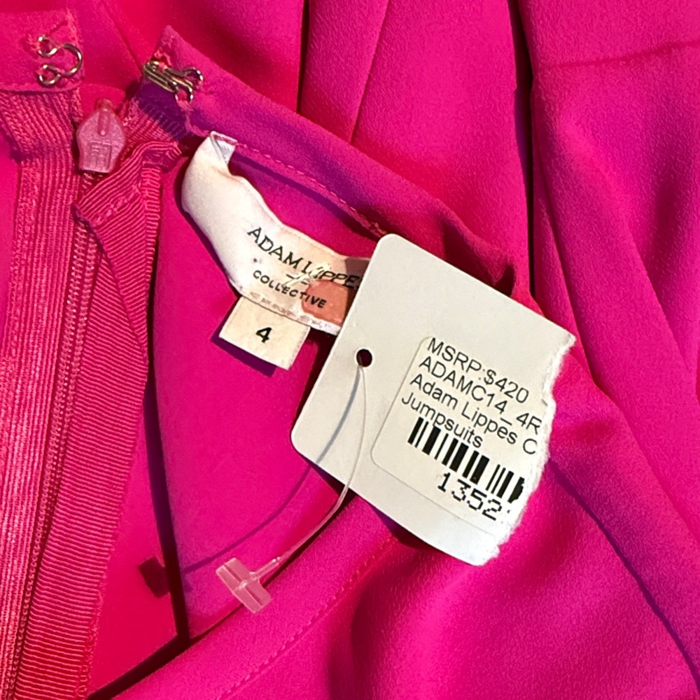 Adam Lippes Hot Pink Long-Sleeve Wide-Leg Jumpsuit - Picture 7 of 16